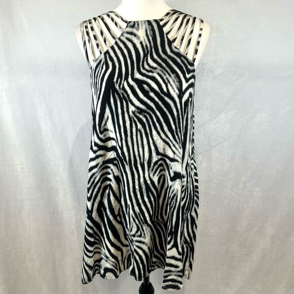 Entro strappy black and white zebra animal print shift dress size small - Picture 1 of 5